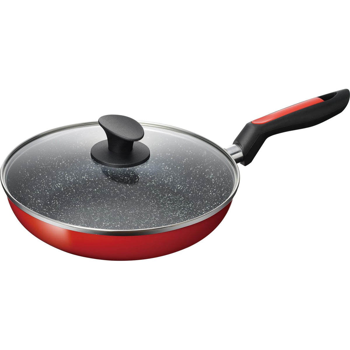 Wahei Freiz MB-2932 Frying Pan, 10.2 inches (26 cm), Lid Included, Induction Compatible, PFOA Free, Fluorine Resin Treatment, Easy to Use, Easy to Use, Red, Red