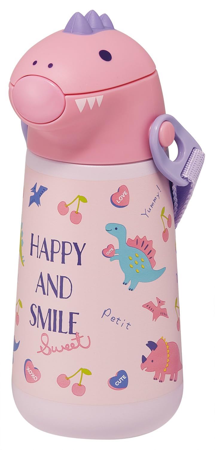 Skater SSH4D-A 3D Stainless Steel Drinking Straw, 12.5 fl oz (370 ml), Vacuum Double Layer, Cold Insulated, Happy & Smile