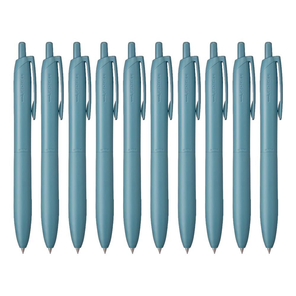 Uni Jetstream Single Ballpoint Pen, Equipped with 0.5mm Lite Touch Ink (Black), Forest Blue, SXNLS05.39, Set of 10