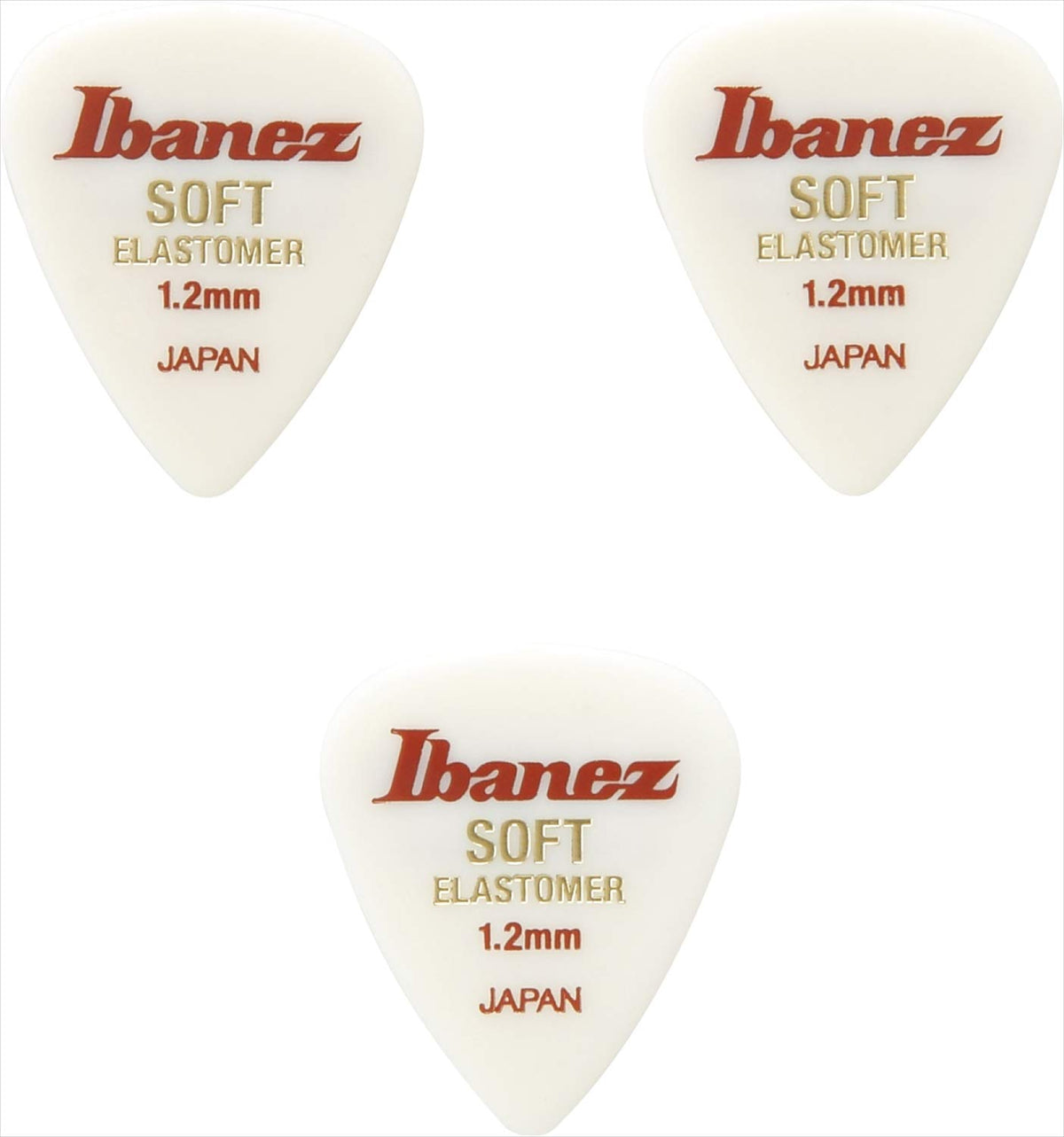 Ibanez Elastomer Series, BEL14ST12, Soft, 3 Pack 1.2mm, Teardrop