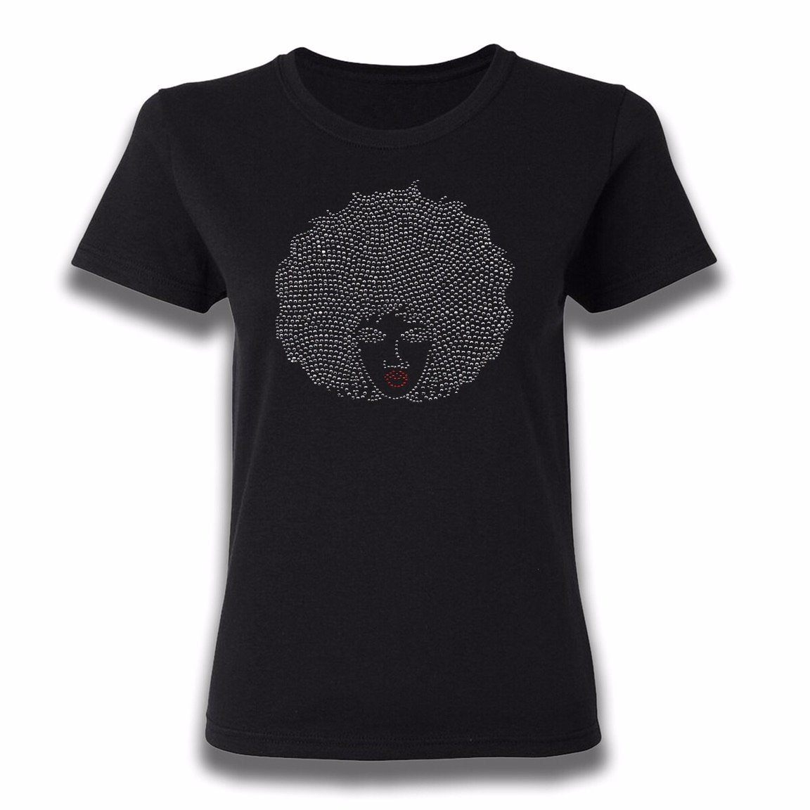 Natural Roots T-Shirts and Accessories Afrocentric Melanin Rhinestone T-Shirt (Black, Small)
