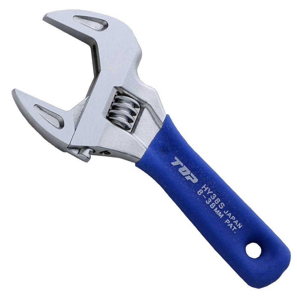 TOP 6 inch Small Stubby Adjustable Wrench Thin and Light Body for Tight Spaces | Super Heavy Duty Extra Wide Opening Jaw Crescent Wrench | Made in Japan