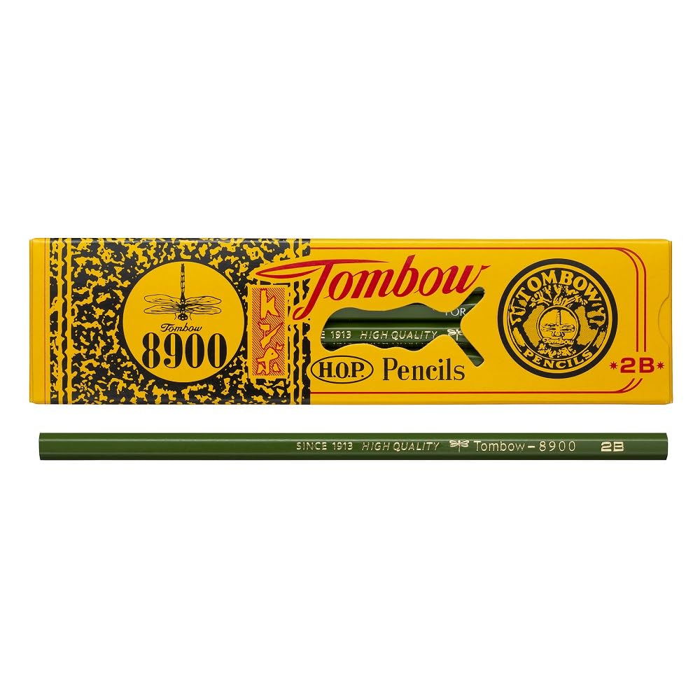 TOMBOW 51532 8900 Drawing Pencils, 2B, 12-Pack, Long Lasting Graphite Writing Pencils
