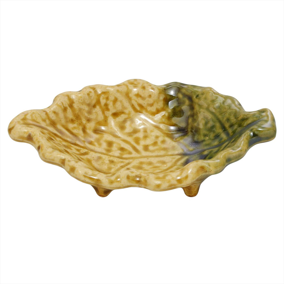 三陶(Santo) Banko Pottery 17749 Konoha Shaped Small Plate, Iraho Oribe