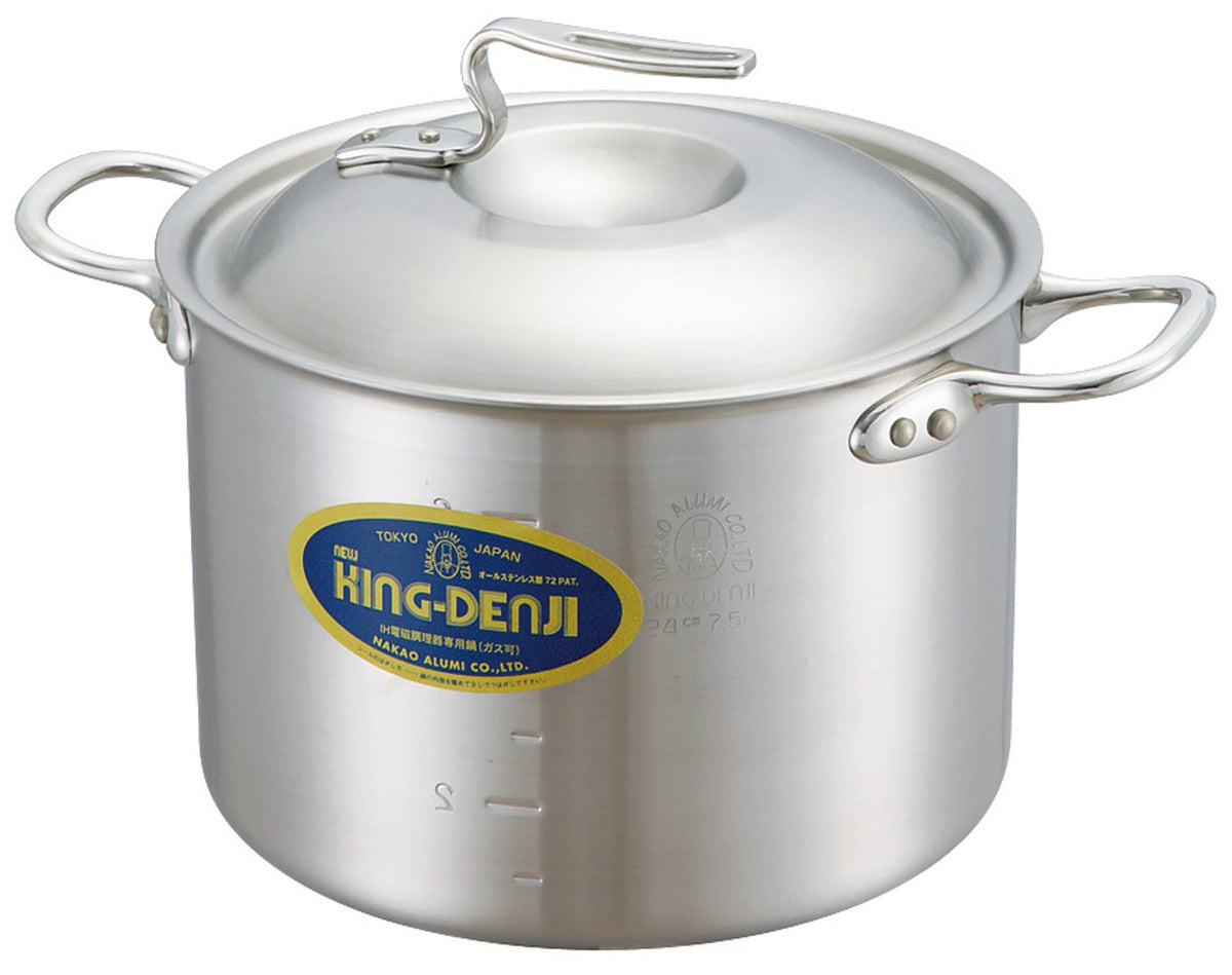 Nakao Aluminum Seisakusho New King Denji ND-2 Half Size Pot 7.1 inches (18 cm) with Measure