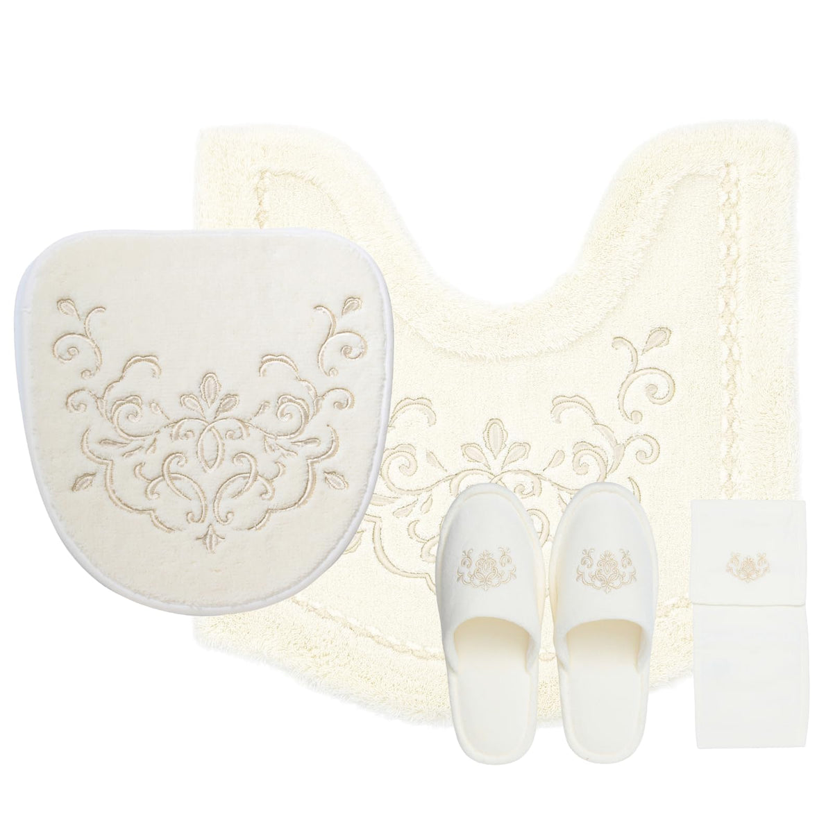 Daido Toilet Cover Set, Ivory, Toilet Mat: Approx. 24.4 x 24.4 inches (62 x 62 cm), Lid Seat: Approx. 15.0 x 15.7 inches (38 x 40 cm), Blink