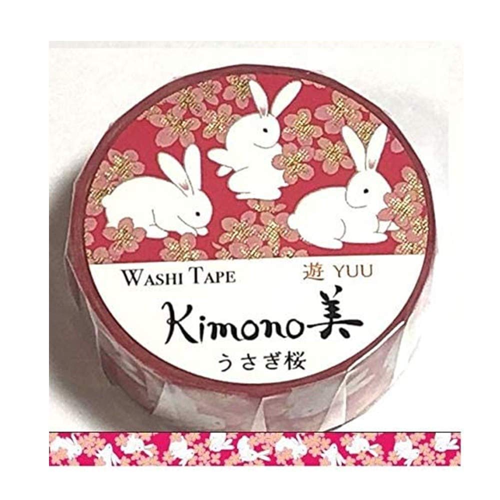 カミイソ産商(Kamiiso) GR-2017 Masking Tape, Rabbit Sakura, 0.6 inches (15 mm) x 2.6 ft (7 m)