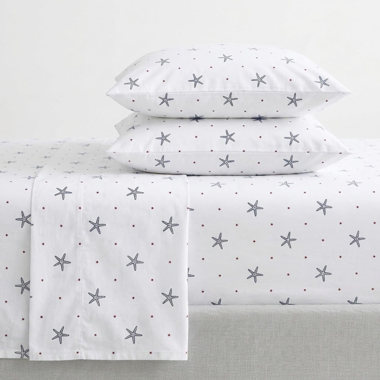 Nautica - Queen Sheets, Cotton Percale Bedding Set, Casual Bedding Set (Star Spangled Coastal Navy, Queen)