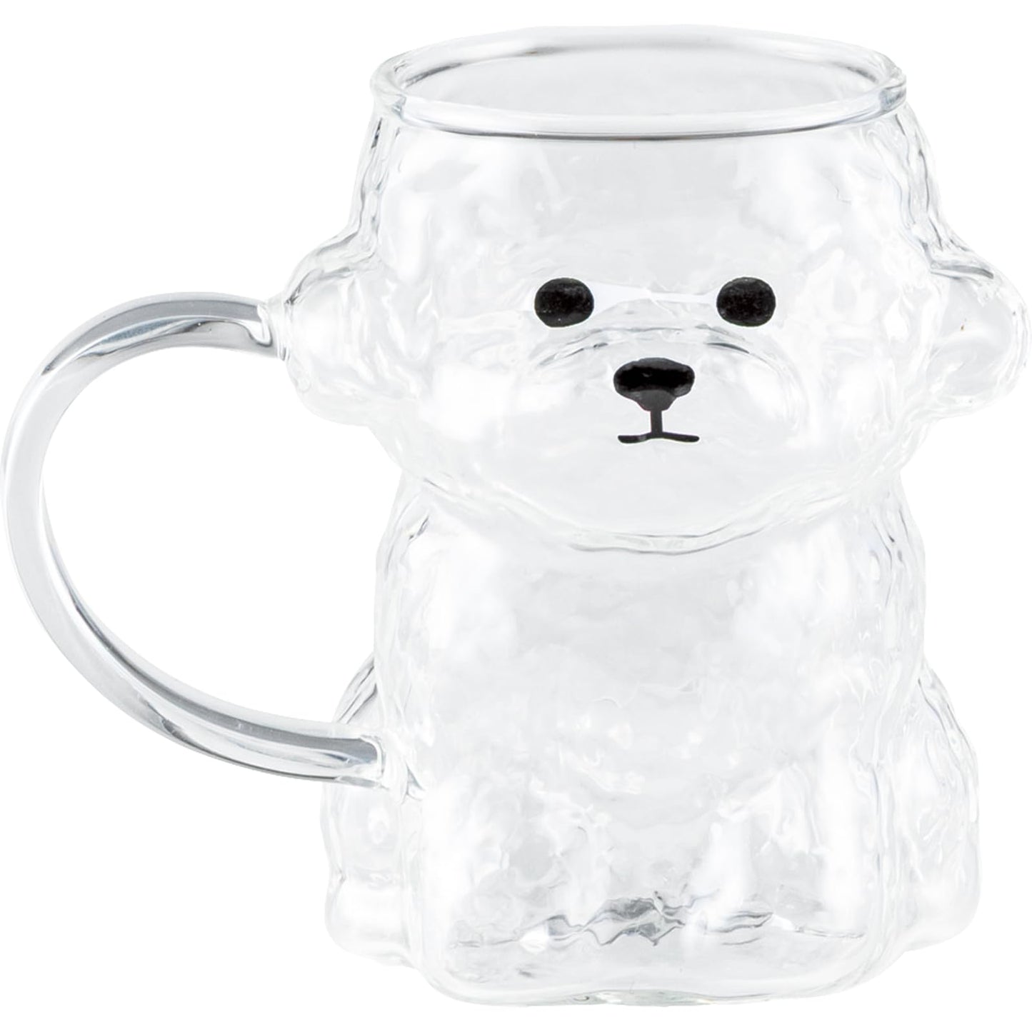 Sun Art SAN4997-3 Wankole Cute Tableware, Glass, Mug, Large, Die Cut, Approx. 5.1 x 4.3 inches (13 x 11 cm), Approx. 12.8 fl oz (380 ml), Toy Poodle Tableware, Birthday Gift, Dog Goods, New Year's