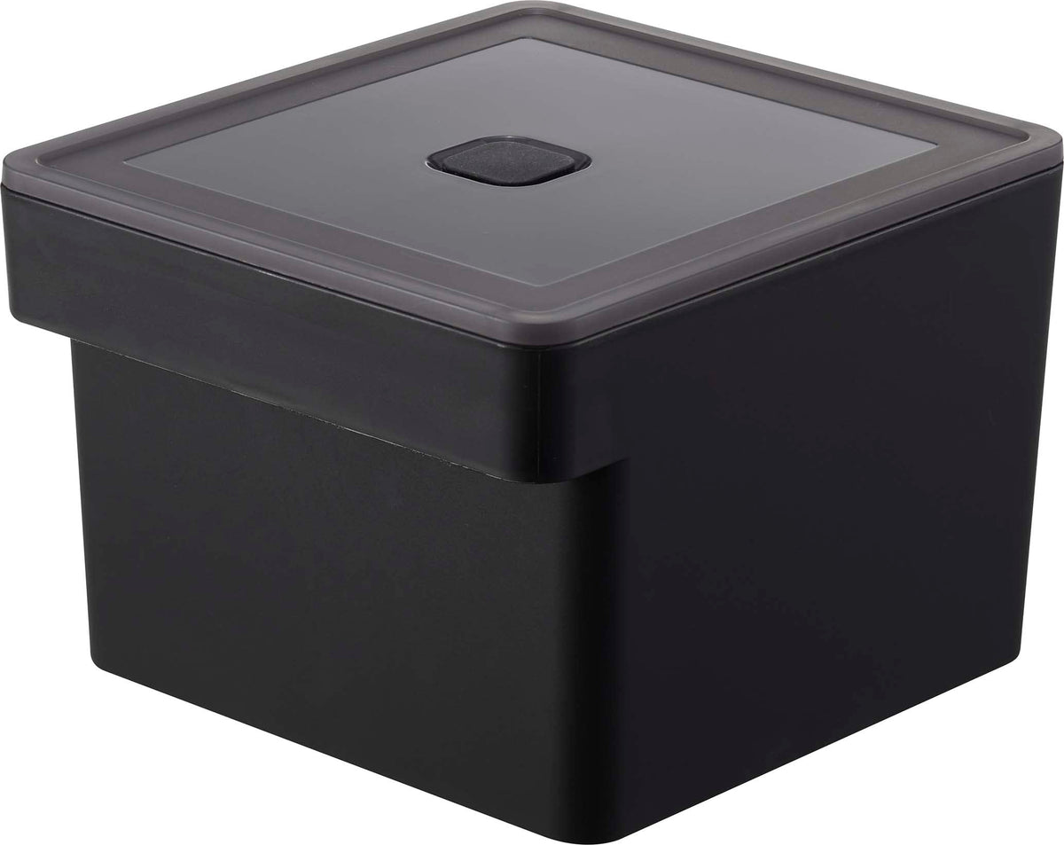 Yamazaki 7738 Miso Pack Storage with Handle, Sealed Food Container, Black, Approx. 5.3 x 5.9 x 4.3 inches (13.6 x 15.1 x 11 cm), Tower with Bubble