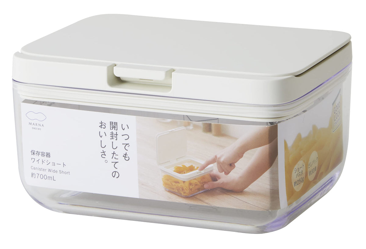 Marna K762W Storage Container, Wide Short, White, Kitchen, Storage, Plastic, Ingredients, Condiments, Moisture Resistant, Good Lock Container