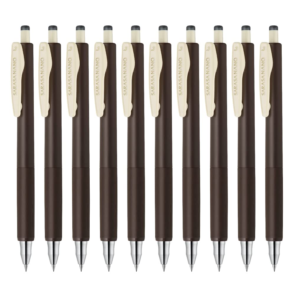 Zebra Sarasa Nano B-JJH72-VEG Gel Ballpoint Pen, 0.3mm, Brown Gray, 10 Pieces