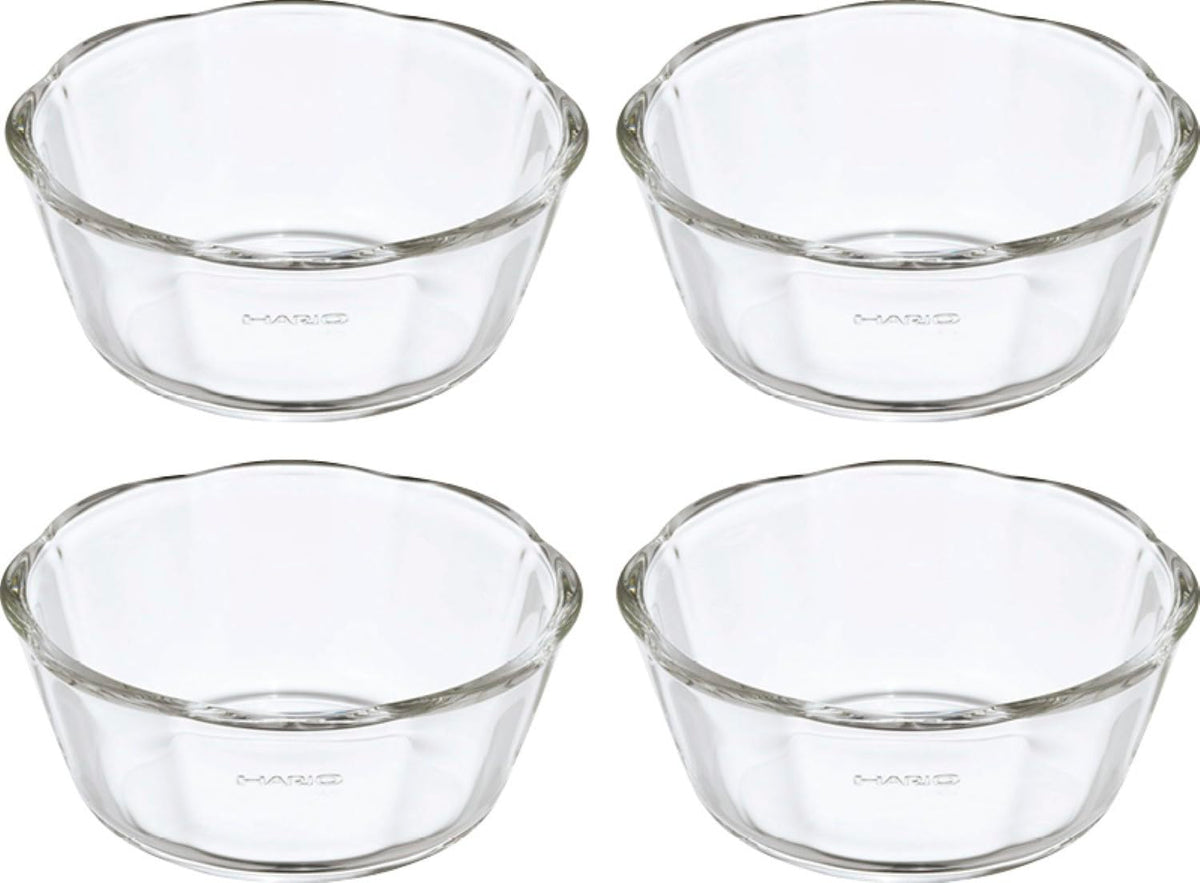 HARIO SWB-2412 Heat Resistant Glass Sweets Bowl, 300, Set of 4, Made in Japan