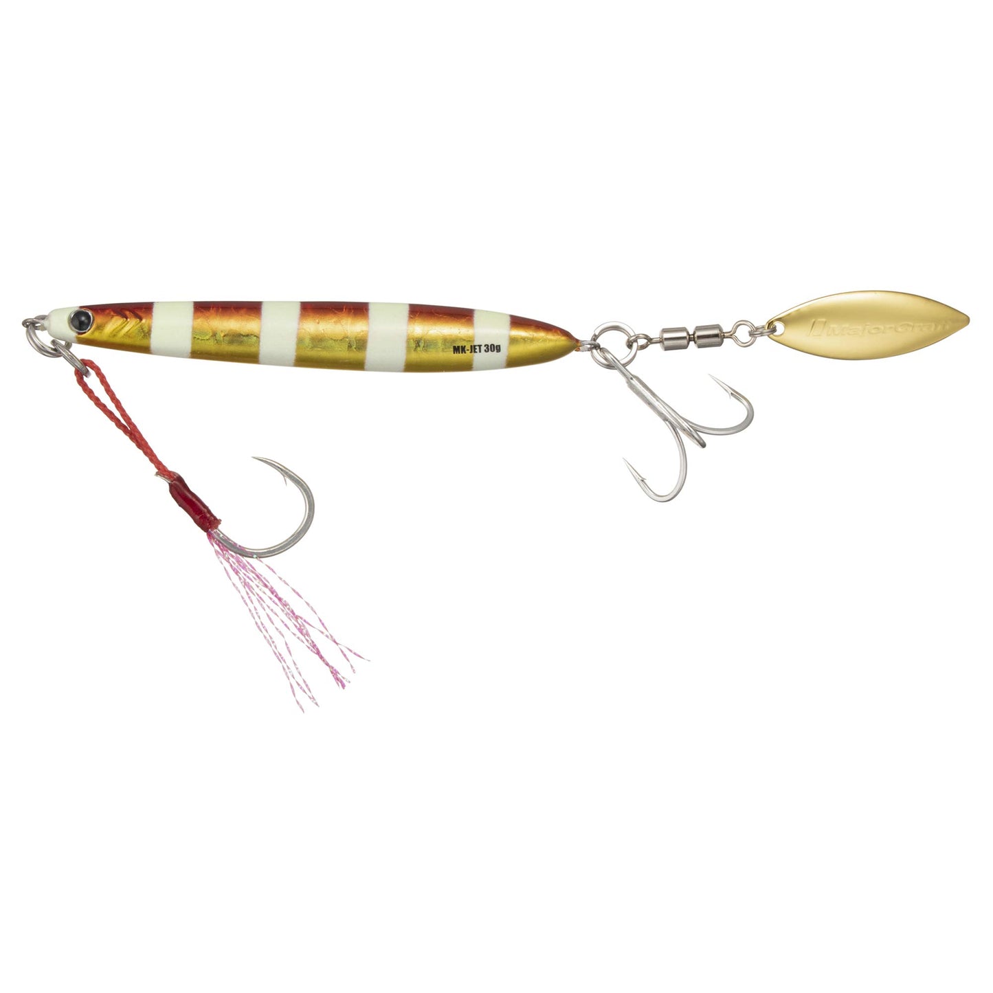 Major Craft Maki Jig Jet, Metal Jig, 1.1 oz (30 g), Zebra Red Gold #77 Lure