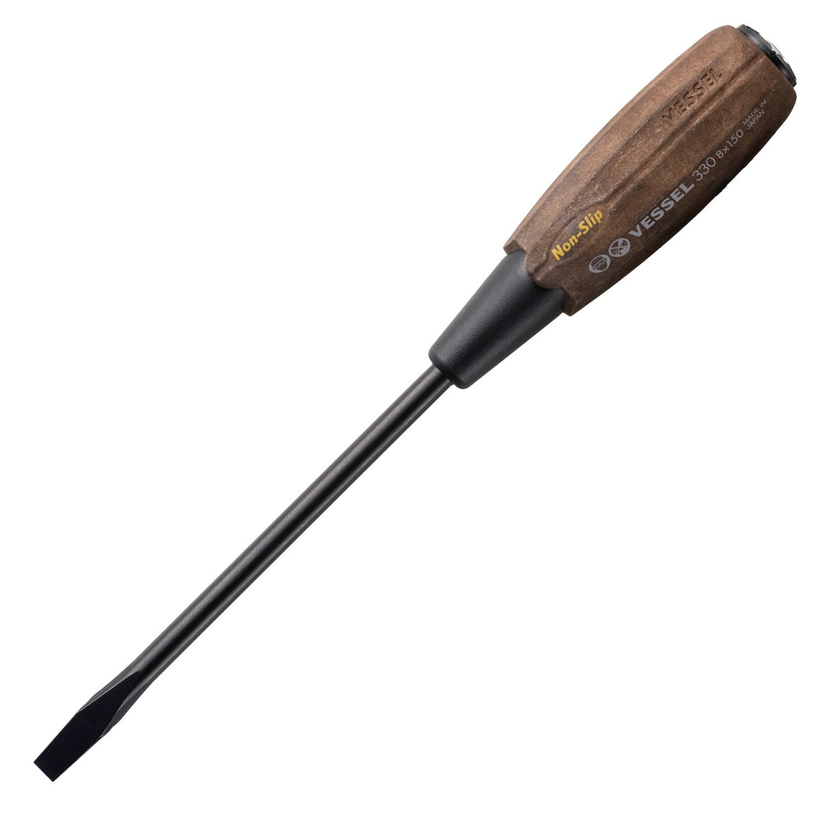 Vessel Woody B-330 Through Screwdriver Non-Slip Grip -8 x 150