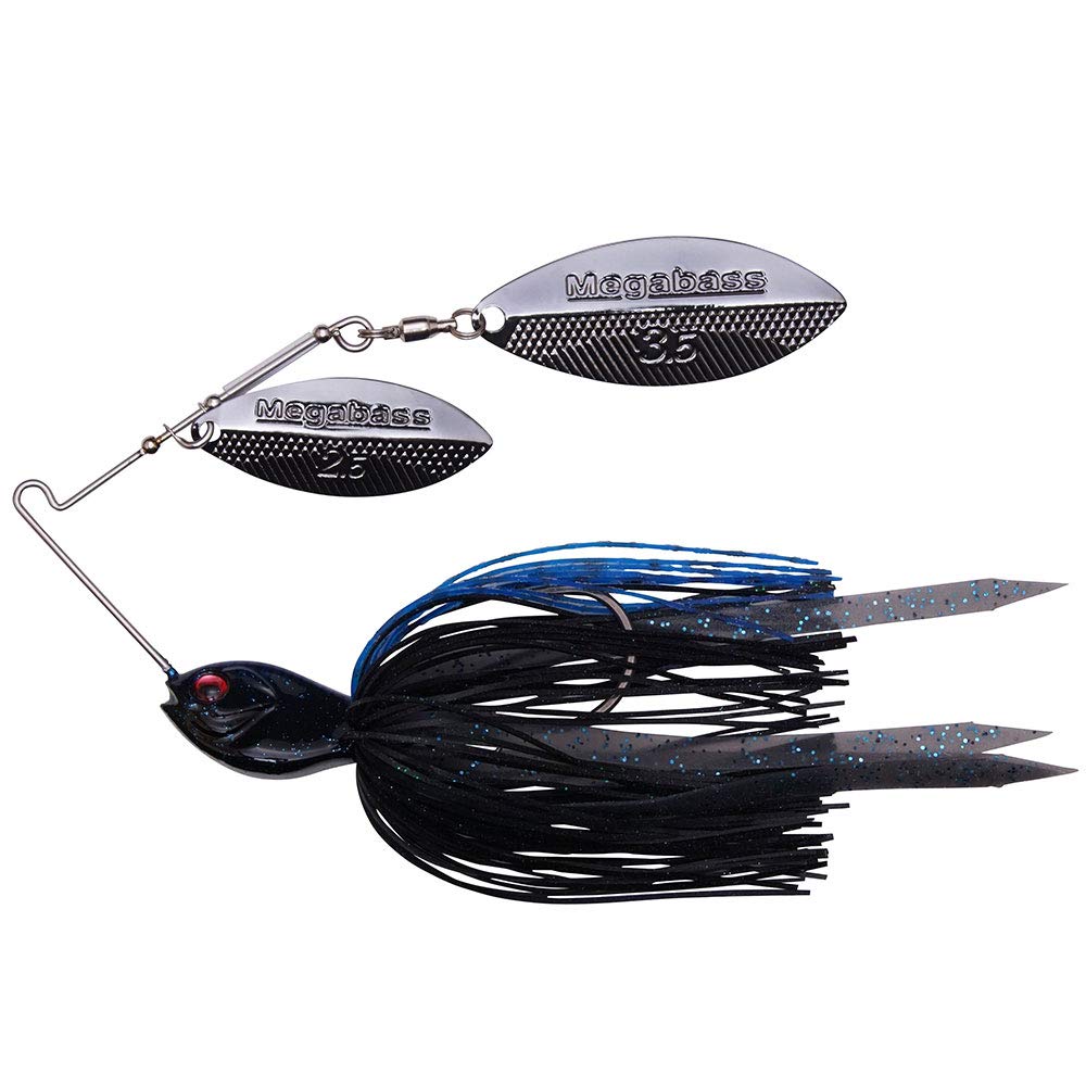 Megabass SV-3 Double Willow Spinnerbait - Black Blue, 3/8 oz