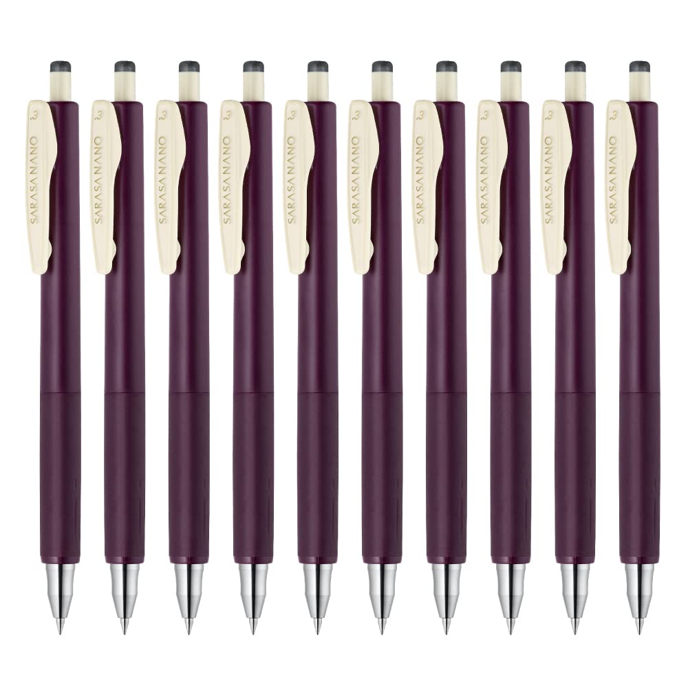 Zebra Sarasa Nano B-JJH72-VBP Gel Ballpoint Pen, 0.3mm, Bordeaux Purple, 10 Pieces