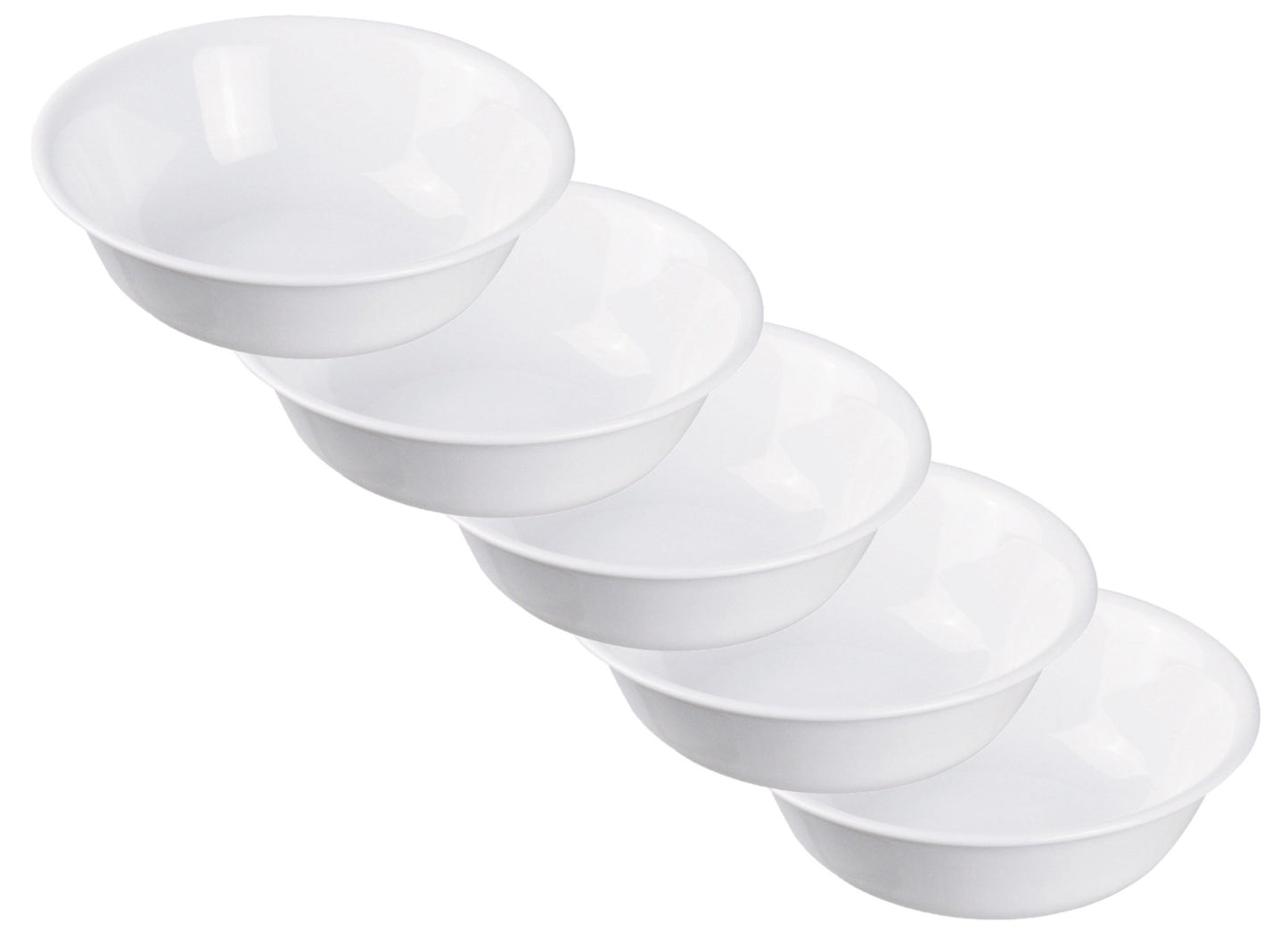 Corelle CP-9636 Plate Plate, Outer Diameter 6.3 x Height 2.0 inches (16 x 5 cm), Shatter-Resistant, Lightweight, Winter Frost White, Medium Bowl, Set of 5