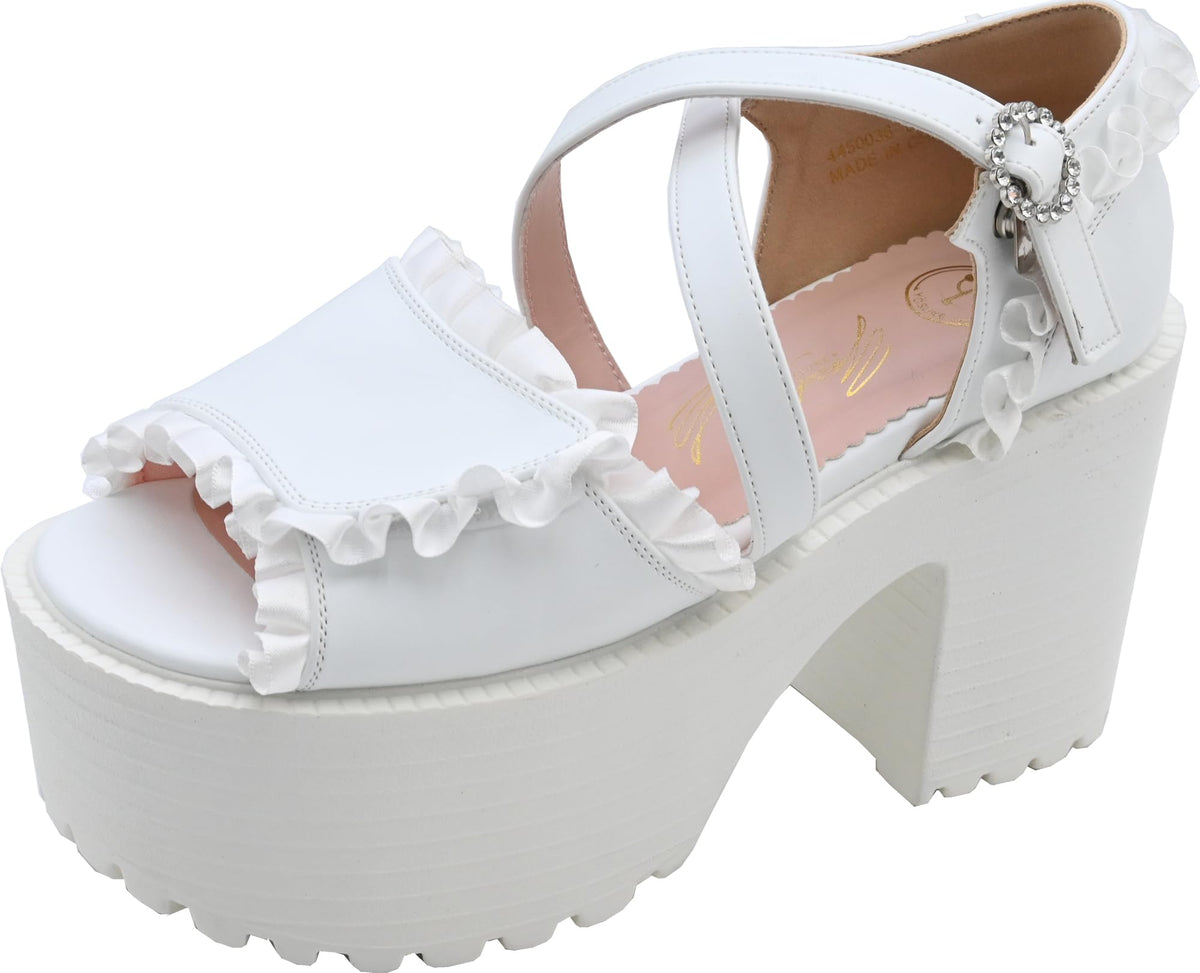 Yosuke 4450036 Women's Sandals, white, 25.0~25.5 cm