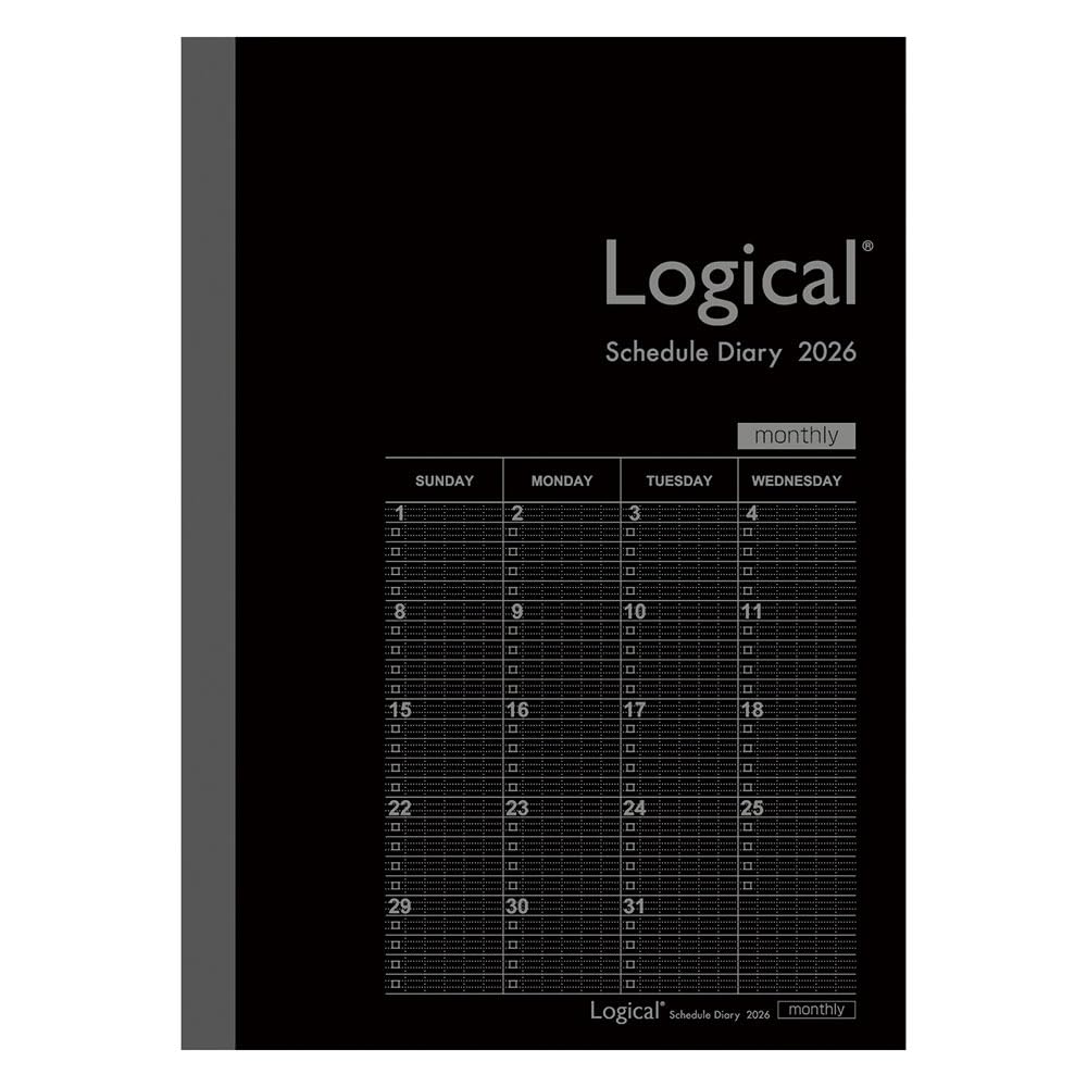 Nakabayashi Logical Diary 2026 Monthly Note Type B/B6/Black NS-B602-26BD