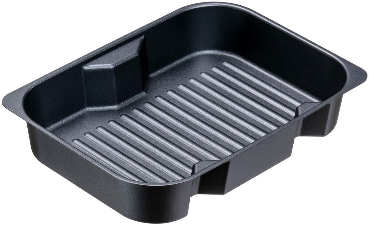 Ishigaki Grill Pan, Grill Meijin + Deep Plate, Black, Approx. Width 7.1 x Depth 9.6 x Height 1.8 inches (18 x 24.5 x 4.5 cm), Steel, Oven, IH, Gas Stoves, Dishwasher Safe