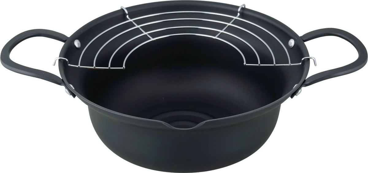 Wahei Freiz AR-6291 Frying Iron Tempura Pot with Less Oil, 9.4 inches (24 cm), Induction Compatible, Gas Frying, Tempura, Tempura, Both Hands, Made in Japan