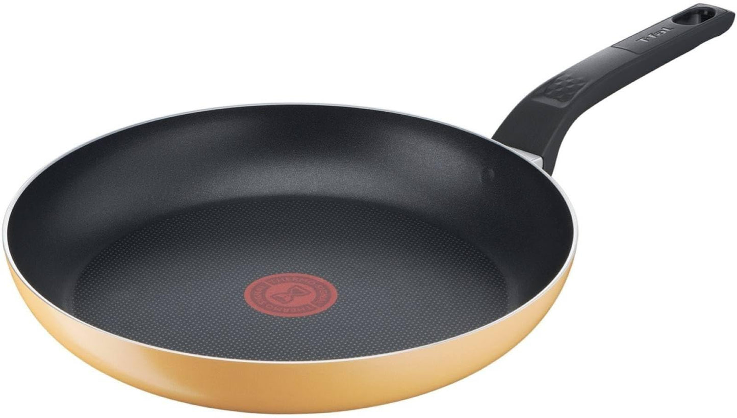 T-fal B56106 Frying Pan, 10.6 inches (27 cm), Gas Flame Compatible, Marigold Yellow Frying Pan, Non-Stick, Yellow