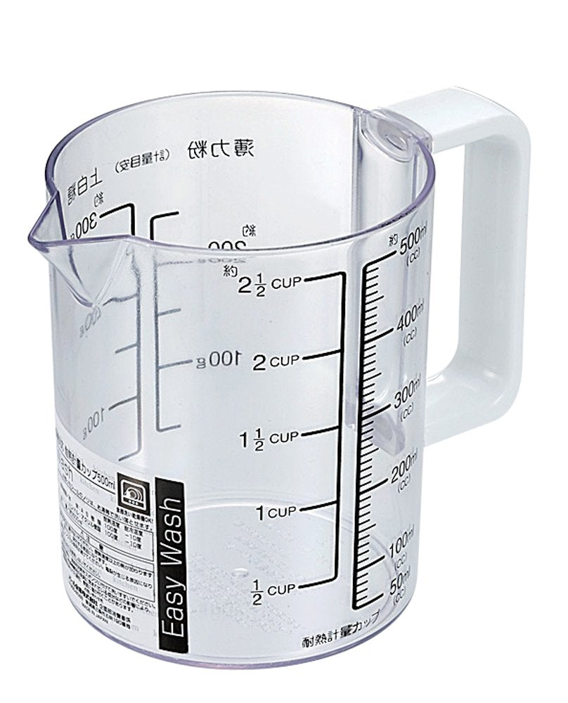 Pearl Metal C-8678 Easy Wash, Dishwasher Safe, Heat Resistant Measuring Cup, 16.9 fl oz (500 ml), Made in Japan