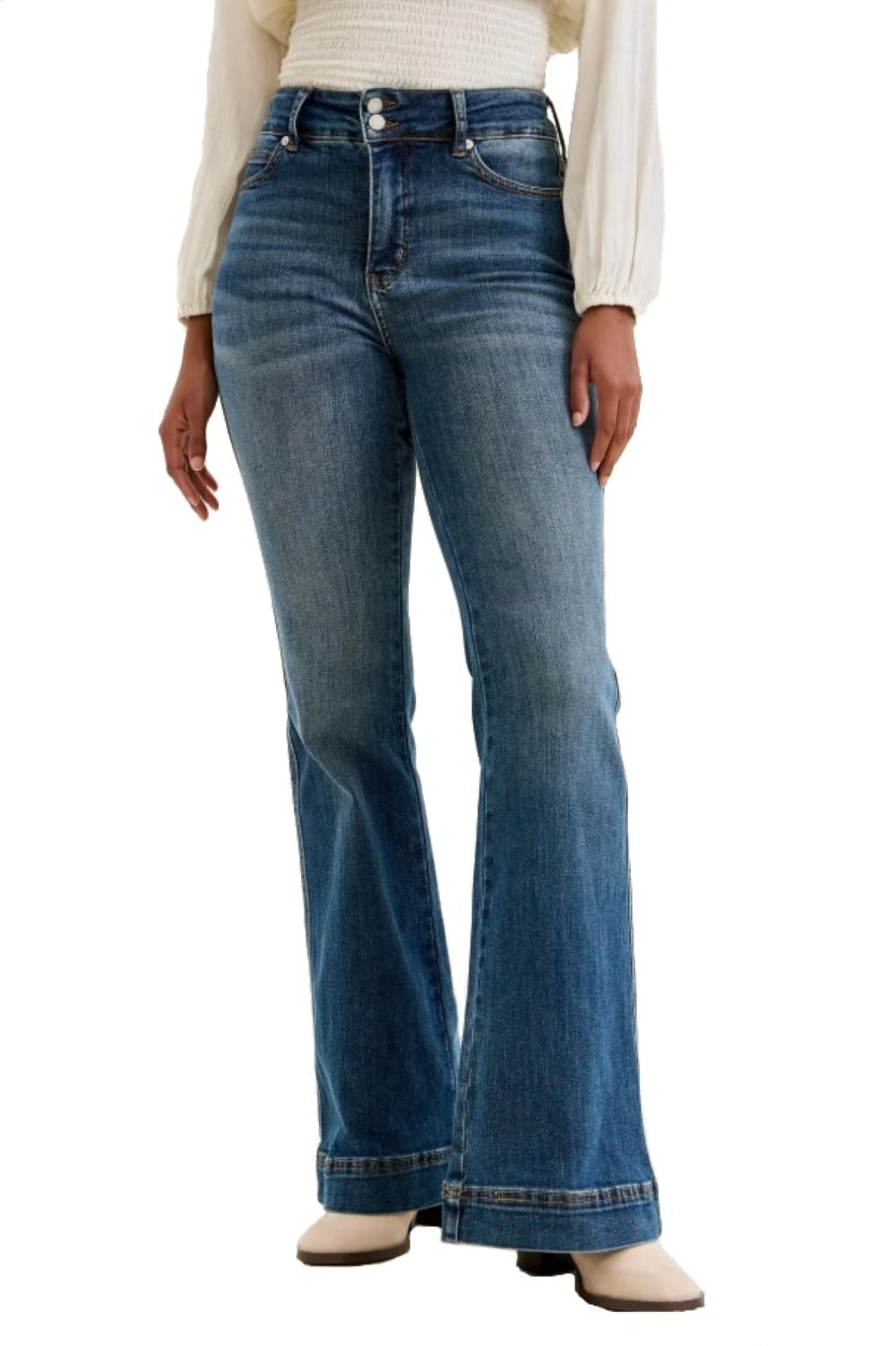 Judy Blue Womens Jeans - High Waisted Tummy Control Charlotte Flare (11, Dark Blue)