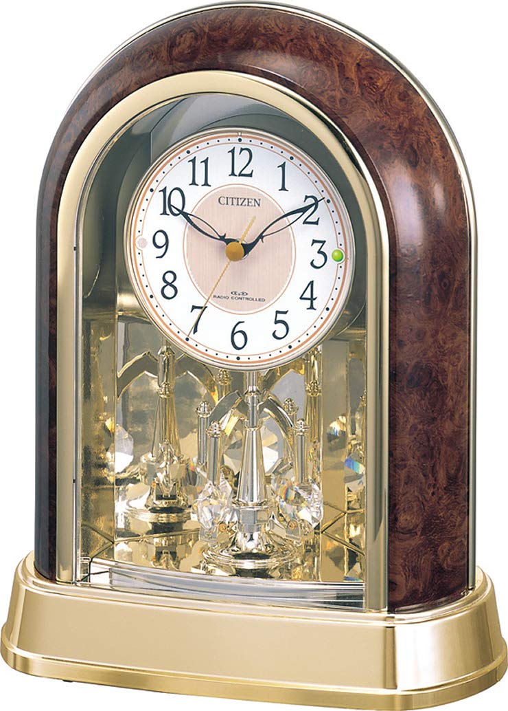 Rhythm Citizen 4RY656-023 Table Clock Radio Clock Analog Crystal Rotating Decoration Brown Pal Dream R656