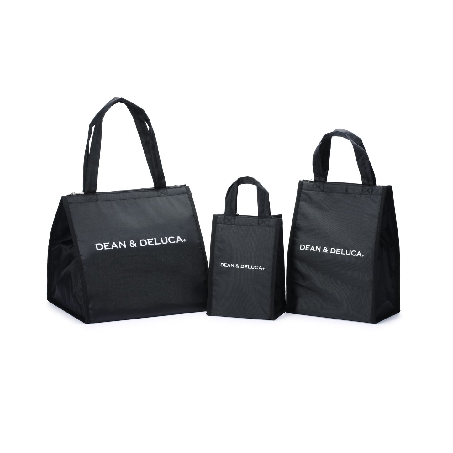 Dean & Deluca Cooler Bag Set of 3 Black Rectangular Thermal Insulated Cooler Bags for Women Men Lunch Bag 37.5x36.2x11.5 cm