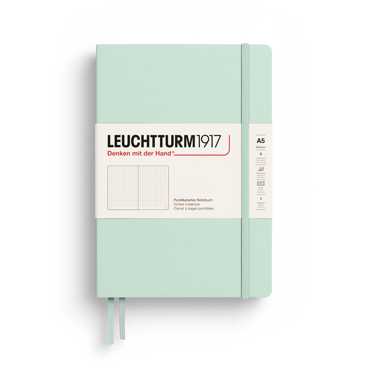 LEUCHTTURM1917 - Notebook Hardcover Medium A5-251 Numbered Pages for Writing and Journaling (Mint Green, Dotted)