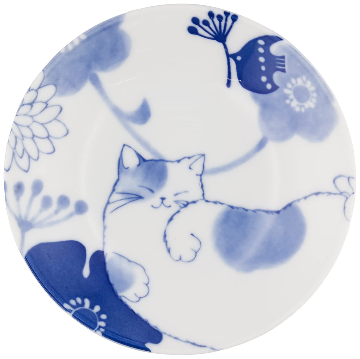 ceramic indigo no hon cat small plate sora