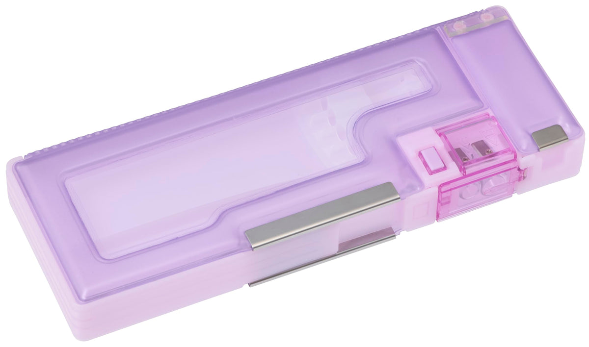 Raymay Fujii FB1390V Pencil Case, Capelet, Box-Shape, 3 Pockets, Clear, Violet