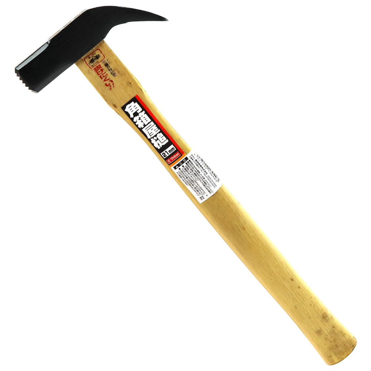 E-Value Woodworking Tool 21mm Square Head Milled Face Claw Framing Hammer, with Wooden Handle, for Driving & Pulling Nails