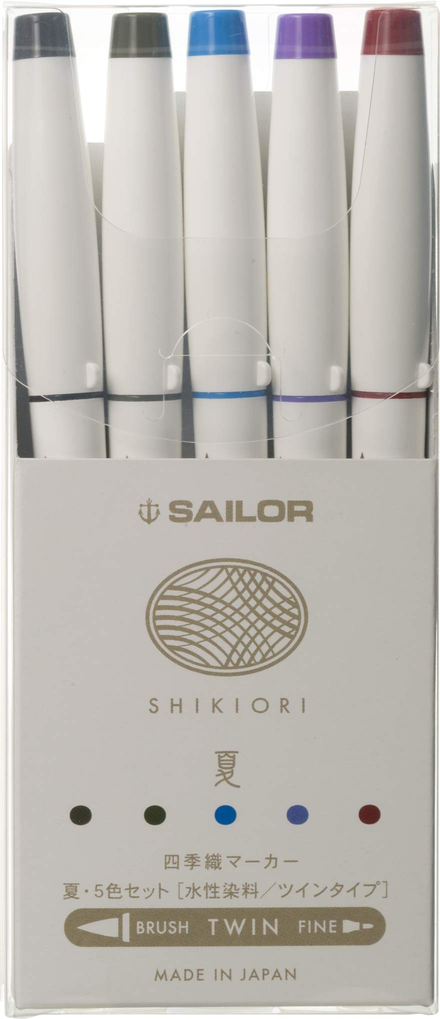 Sailor Fountain Pen, Water-Based Pen, Seasonal Woven Marker, Summer, Set of 5 Colors, 25-5101-002