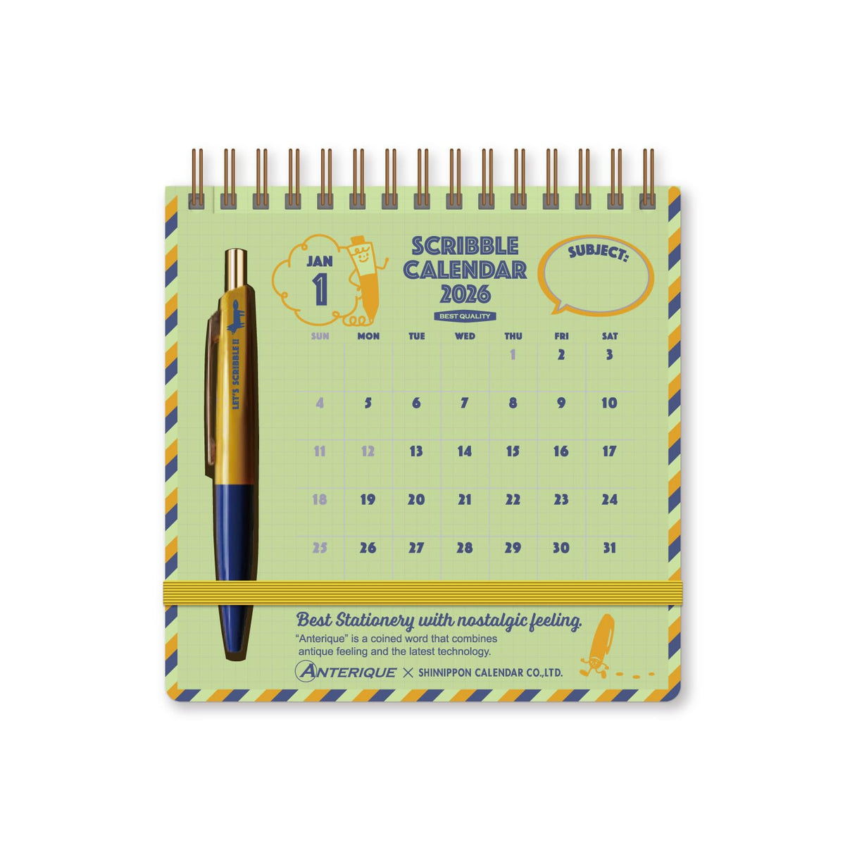Shin Nippon 2026 Calendar, Anterique Desktop Scriptable Calendar NK4270