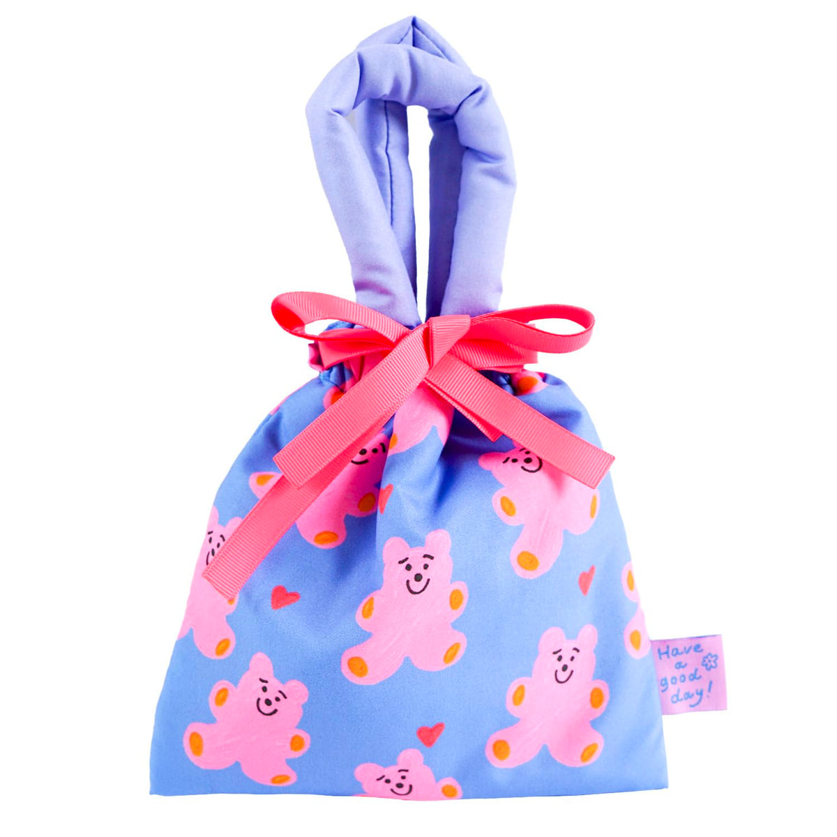 Greeting Life Cushion Drawstring Stationery Storage Chic Bear Blue
