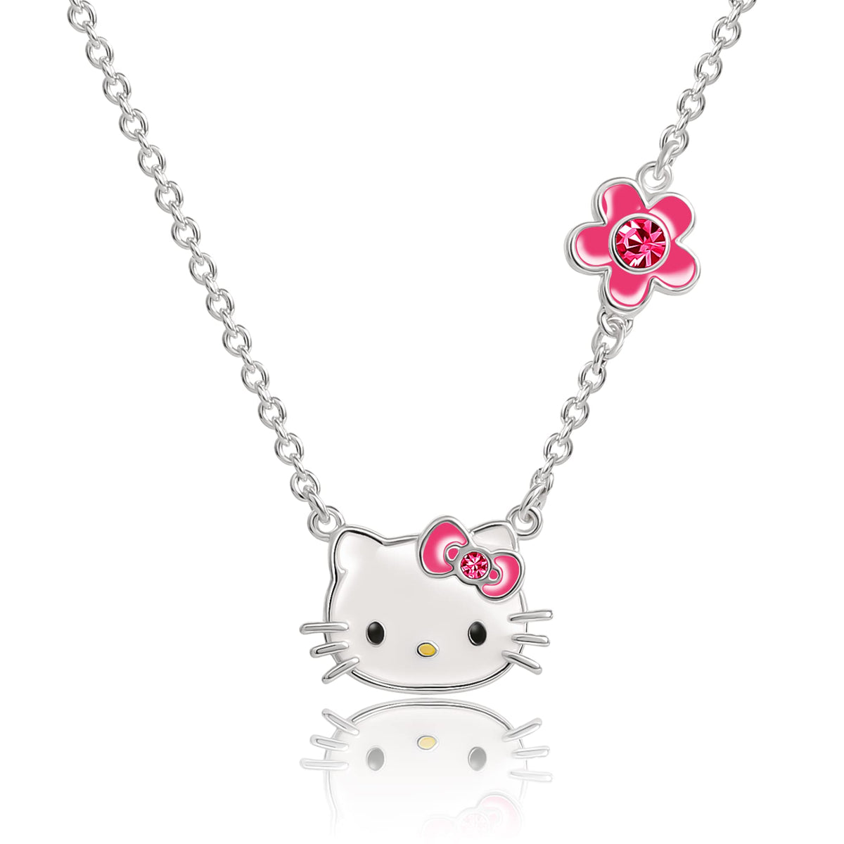 SALLY ROSE Sanrio Hello Kitty October Birthstone Necklace 18" - Silver Plated Hello Kitty Birthstone Necklace Official License