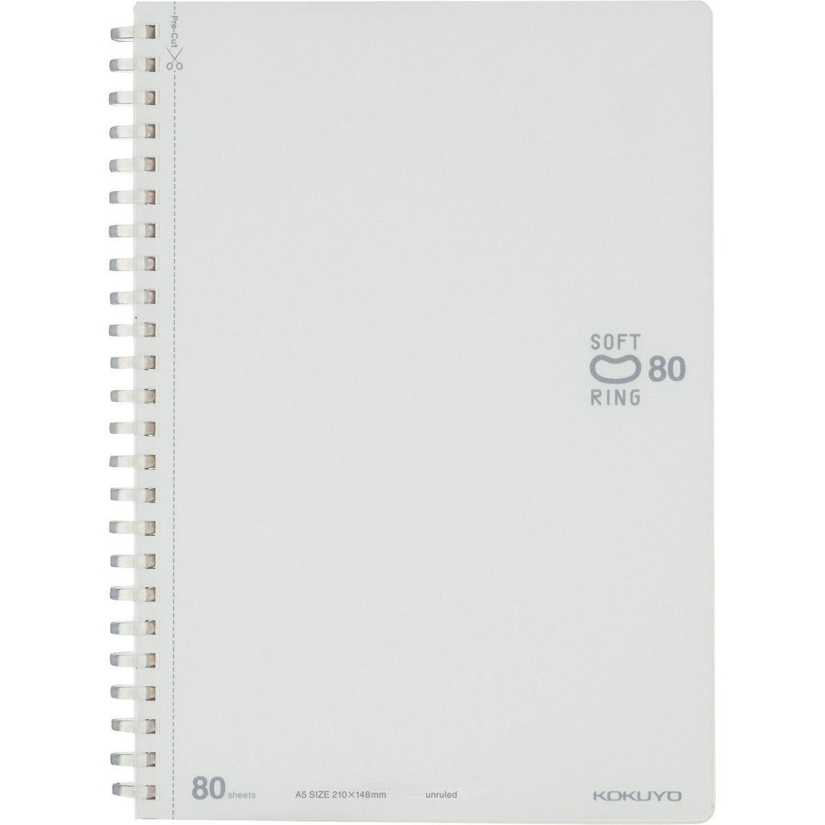KOKUYO Blank Spiral Notebook, 8.3'' x 5.8'' Business Unruled Journal A5 Soft Ring Notebooks, 80 Perforated Sheets, Plain Sketchbook for Drawing, White Soft PP Cover. Japan Import (SU-SV338BT-W)
