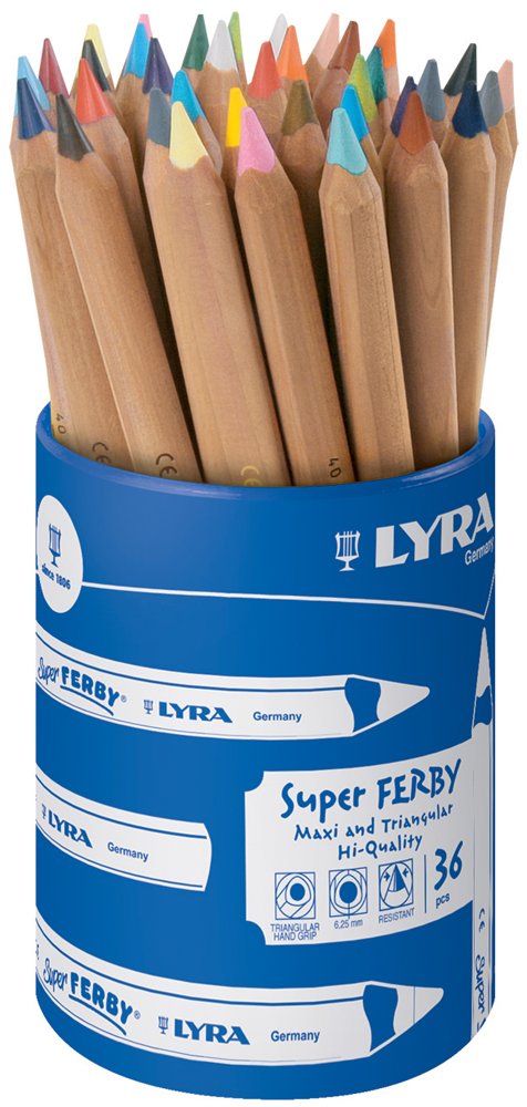 LYRA Super Ferby Colour Pencils, Assorted Unpainted 36 Farbstifte