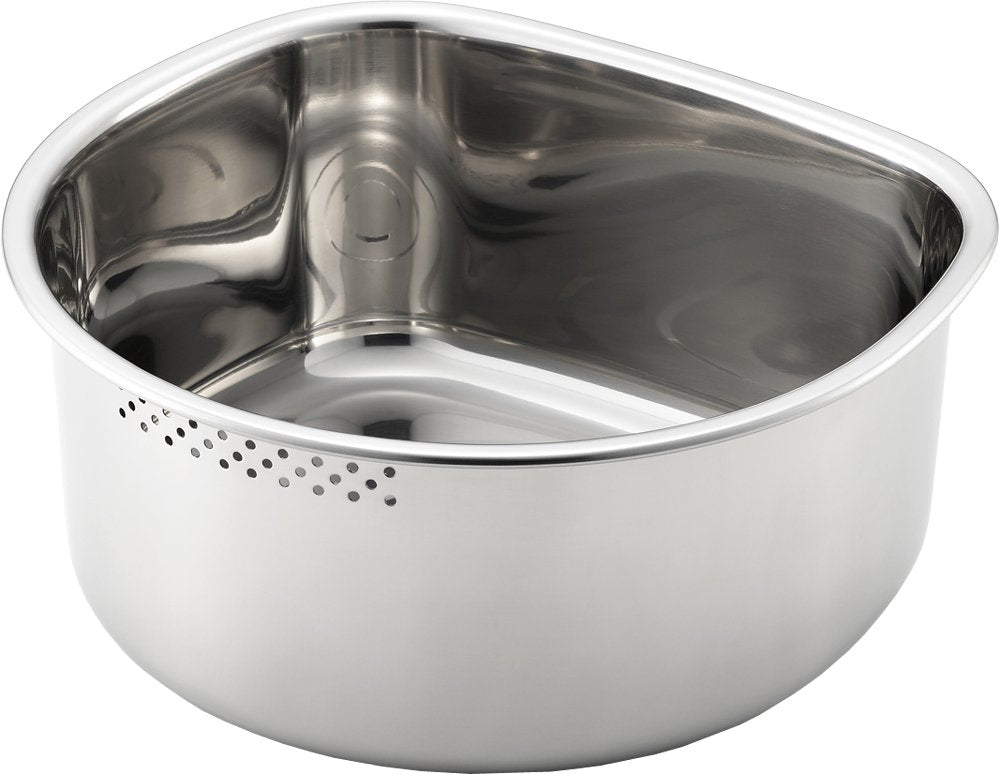 Yoshikawa SJ2500 Washtub, D-Shaped, Small, Perforated & Rubber Feet, Silver, Swiss Made in Japan