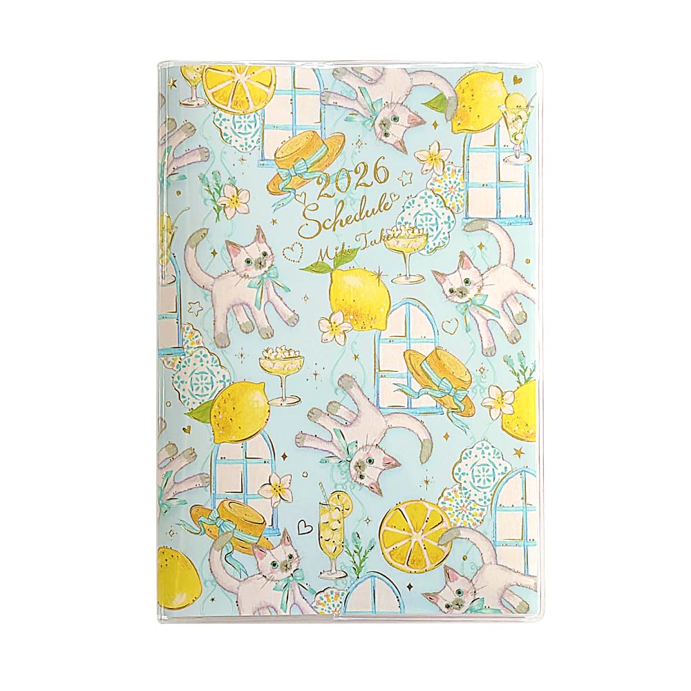 Takeimiki Close Pin 2026 Monthly Planner, A6, Mediterranean Lemon, SB96519 (Starts in October 2025)