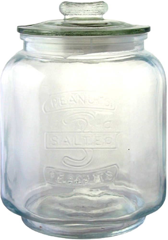 Living Glass Bottle Canister, Glass Cookie Jar, Size S, Estimated Capacity Approx. 1.0 gal (3.0 L), Diameter 6.3 x Height 9.1 inches (16 x 23 cm), Clear, Almond