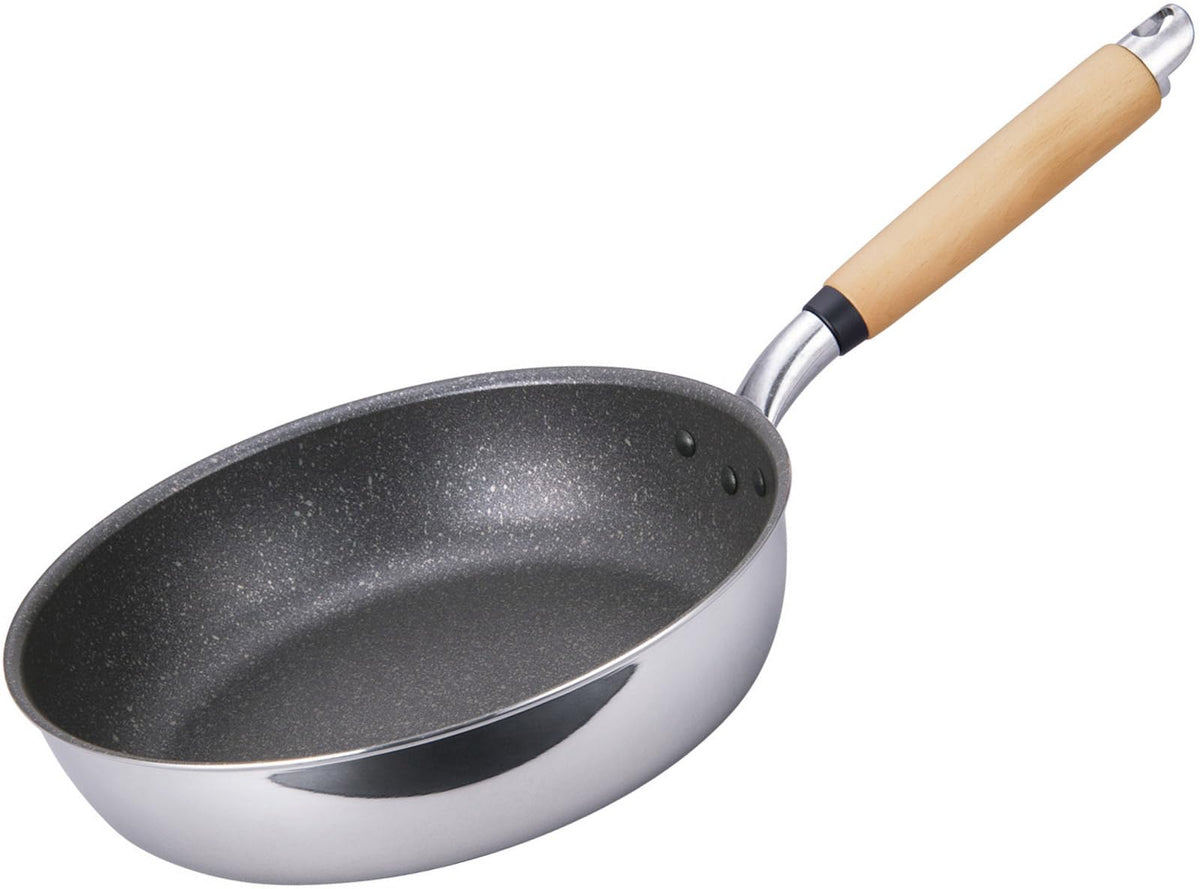 Hokuriku Aluminum Frying Pan, 10.2 inches (26 cm), Lightweight, Aluminum, Induction Compatible, Made in Japan, Depth 2.6 inches (6.5 cm), Deep Type, Wide Bottom, Light, Convenient Shape, Spinning