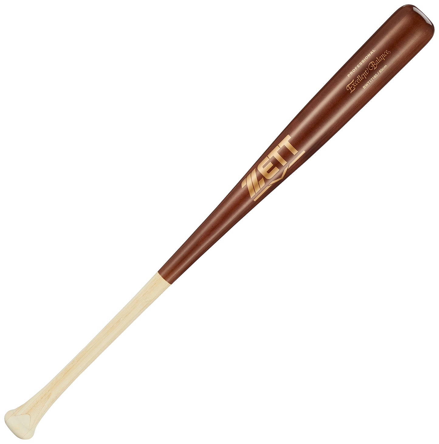Zett BWT17185 Rigid Baseball Bat Excellent Balance, Wooden (Maple, 4 Sided Stretched), 33.5 inches (85 cm), 32.7 oz (900 g) Average Natural x Thin Dark (1237MO)