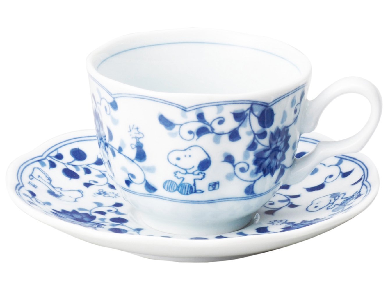 Sunuupii 630737 Indigo Arabesque Cup & Saucer with Presentation Box