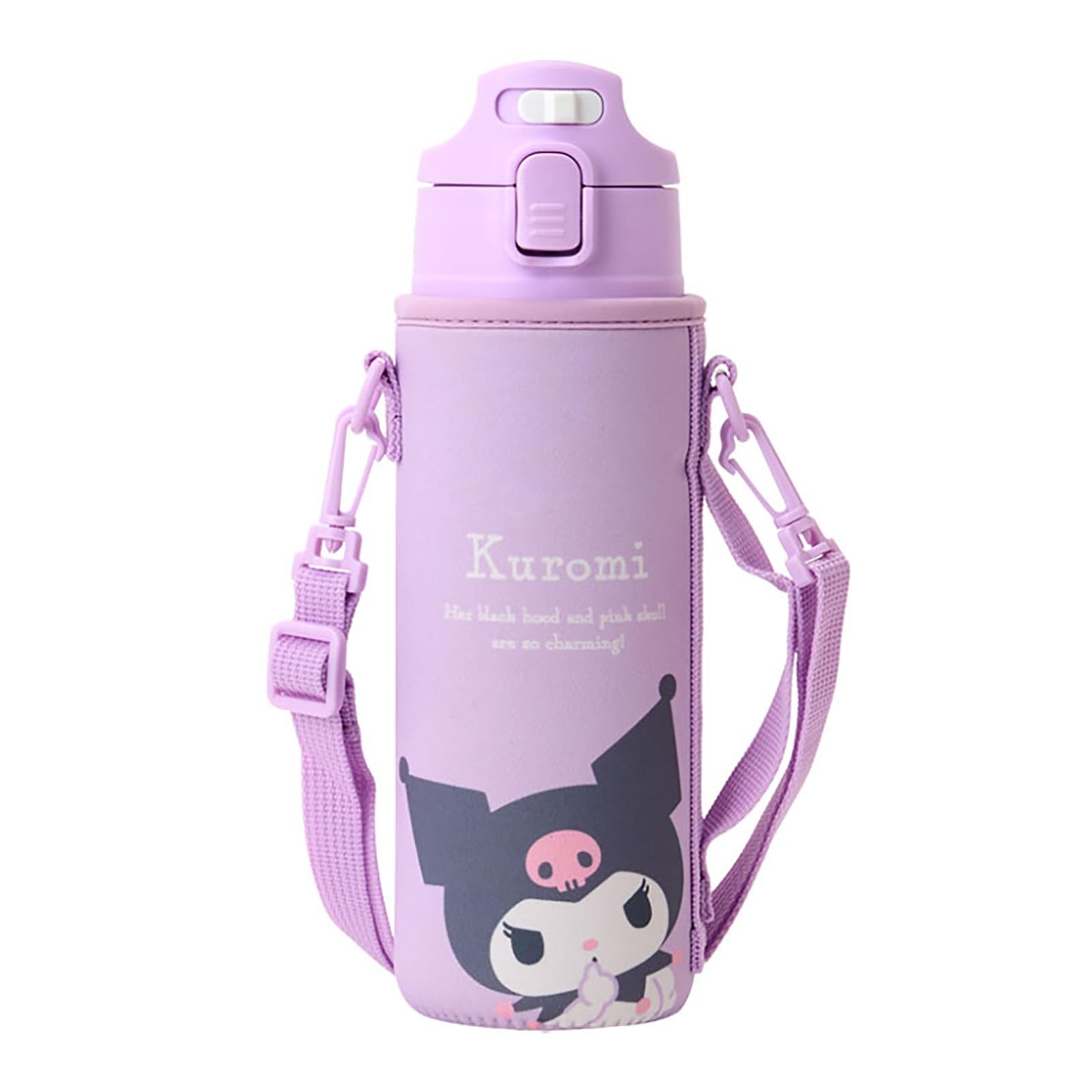 Sanrio 091057 Stainless Steel Bottle with Cover, Chromi, For Kids, Cold Insulation, Capacity: 16.5 fl oz (470 ml) with Name Space, One-touch Open, Direct Drinking