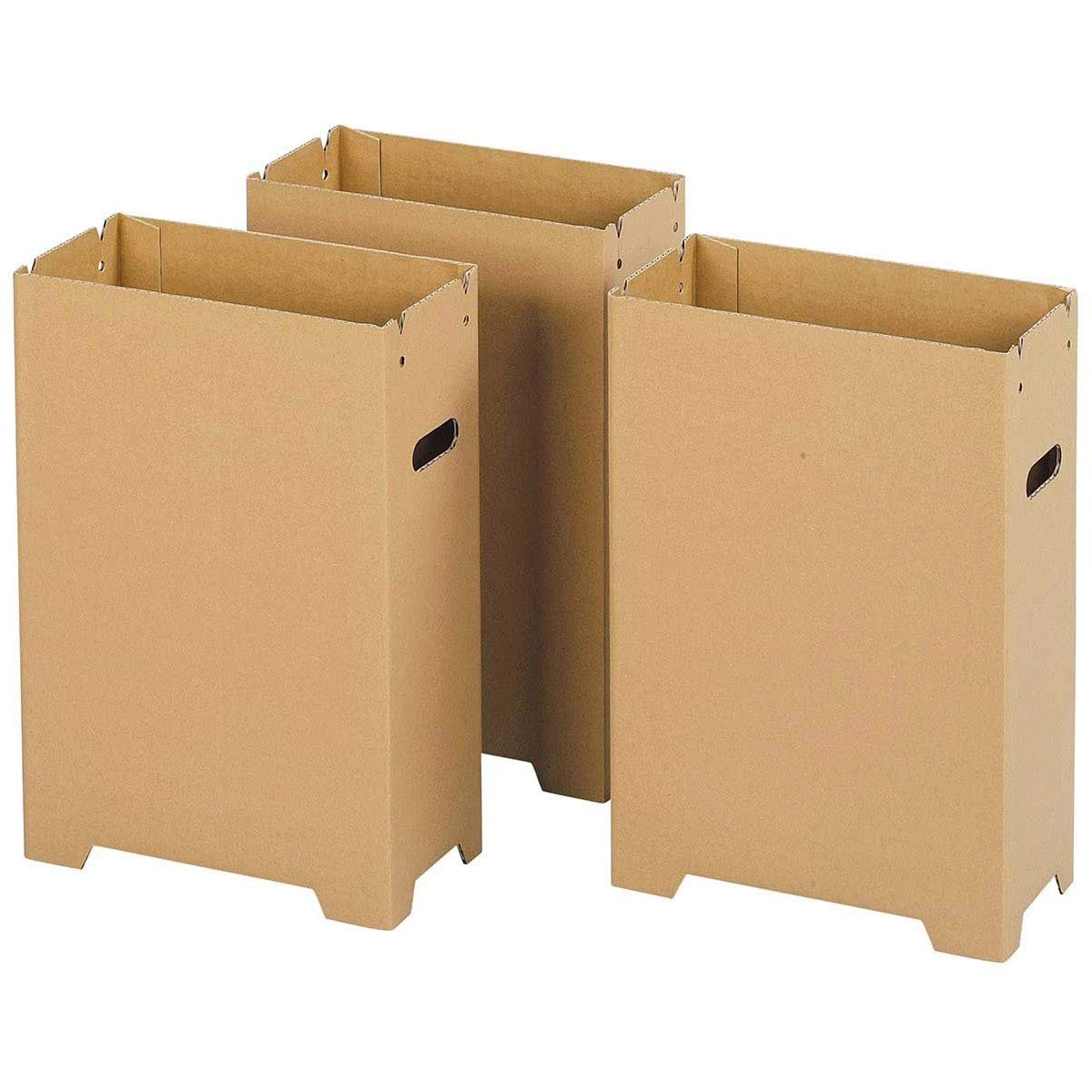 Shimomura 31916 Trash Can Dust Box, Cardboard, Slim, Set of 3, Made in Japan, Water Repellent, Includes Legs 6.1 gal (18 L), Handle, Can Be Placed In Gap, Recyclable, Events, Camping, Under Desk,