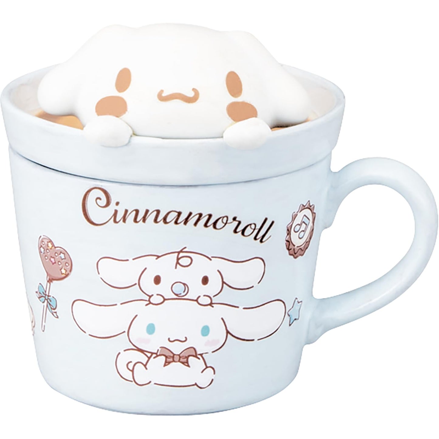 サンアート Sanrio SAN4551-2 Latte Art Cinnamoroll, 3D Mug with Lid, Approx. 8.1 fl oz (230 ml), Approx. 4.7 x 5.1 inches (12 x 13 cm), Characters Tableware, Goods, Miscellaneous Goods, Blue,